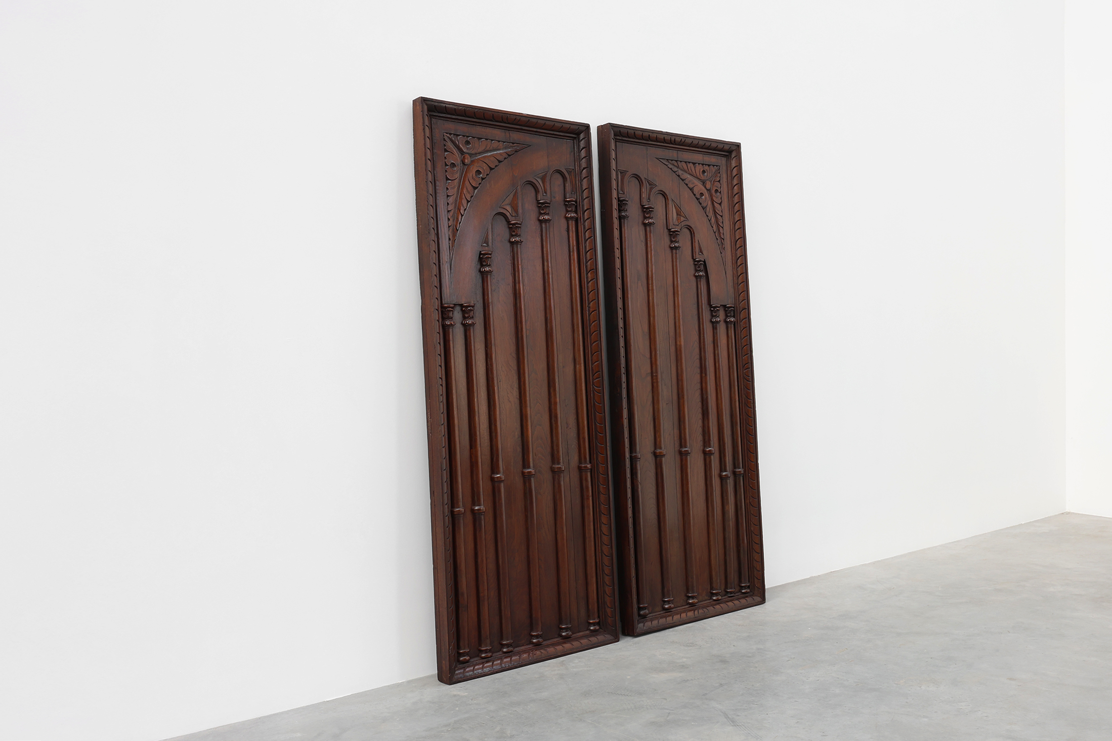 Large Carved Portuguese Oak Wall Panels, 1850s, Set of 2thumbnail